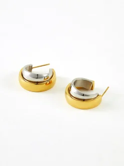 COMMENSE Two Tone Tunnel Hoop Earrings* Earrings|Accessories