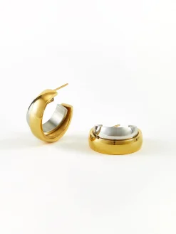 COMMENSE Two Tone Tunnel Hoop Earrings* Earrings|Accessories