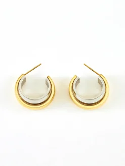 COMMENSE Two Tone Tunnel Hoop Earrings* Earrings|Accessories