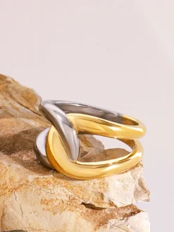 COMMENSE Two Tone Twist Ring* Rings & Bracelets|Accessories