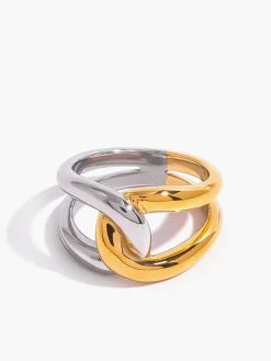 COMMENSE Two Tone Twist Ring* Rings & Bracelets|Accessories