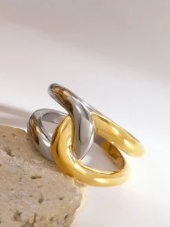 COMMENSE Two Tone Twist Ring* Rings & Bracelets|Accessories