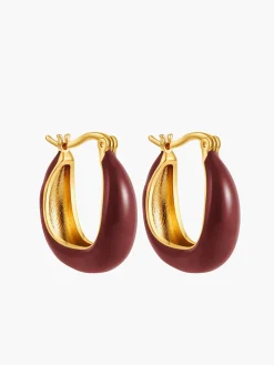 COMMENSE Two Tone U-Shape Stud Hoop Earrings* Earrings|Accessories