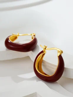 COMMENSE Two Tone U-Shape Stud Hoop Earrings* Earrings|Accessories
