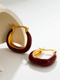 COMMENSE Two Tone U-Shape Stud Hoop Earrings* Earrings|Accessories