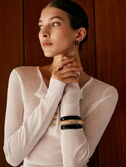 COMMENSE Two Tone Wide Hammered Bracelet* Rings & Bracelets|Accessories
