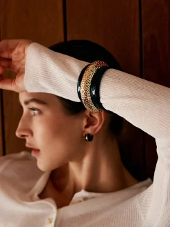 COMMENSE Two Tone Wide Hammered Bracelet* Rings & Bracelets|Accessories