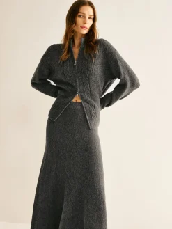 COMMENSE Two Way Zip Soft Skirt Set* Skirt Sets|Long Sleeve Sets