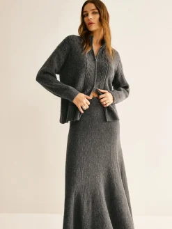 COMMENSE Two Way Zip Soft Skirt Set* Skirt Sets|Long Sleeve Sets
