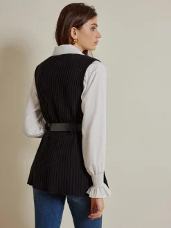 COMMENSE Two-Piece Belted Sweater With Polo Shirt* Blouses & Shirts|Tops