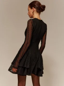 COMMENSE Two-Piece Lace Ruffle Dress Set* Black Dresses|Casual Dresses