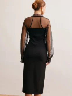 COMMENSE Two-Piece Sheer Shrug Jersey Tube Dress* Cocktail & Party Dresses|Midi Dresses