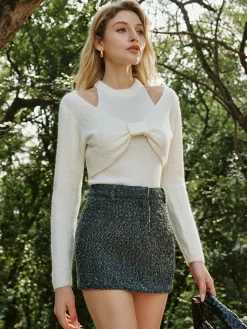 COMMENSE Two-Piece Skinny Vest With Bow-Decor Sweater Top* Vests|Knitwear
