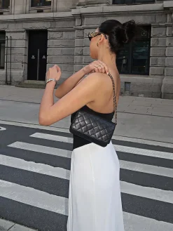 COMMENSE Two-Tone Backless Tube Long Dress* White Dresses|Casual Dresses