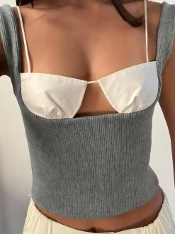 COMMENSE Two-Tone Bra Detail Cami Top* Tank Tops & Camis|Tops
