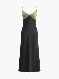 COMMENSE Two-Tone Cami Long Dress* Black Dresses|Cocktail & Party Dresses