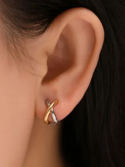 COMMENSE Two-Tone Criss Cross Ear Cuff* Earrings|Accessories