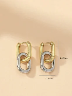 COMMENSE Two-Tone Hoop Drop Earrings* Earrings|Accessories
