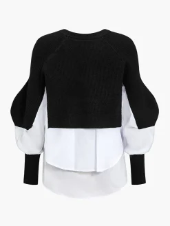 COMMENSE Two-Tone Panel Knit Top* Sweater Tops|Sweaters & Cardigans
