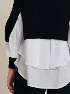COMMENSE Two-Tone Panel Knit Top* Sweater Tops|Sweaters & Cardigans
