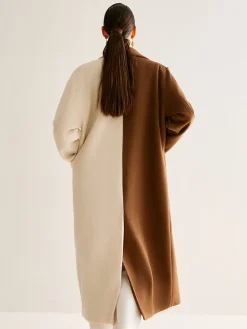 COMMENSE Two-Tone Slit Tweed Long Coat* Outerwear|Coats