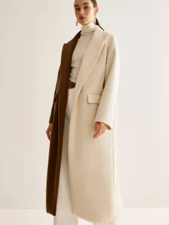 COMMENSE Two-Tone Slit Tweed Long Coat* Outerwear|Coats