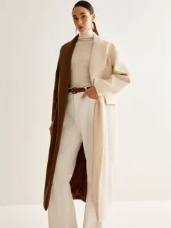 COMMENSE Two-Tone Slit Tweed Long Coat* Outerwear|Coats
