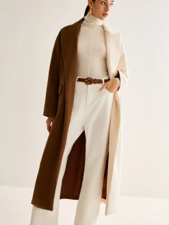 COMMENSE Two-Tone Slit Tweed Long Coat* Outerwear|Coats