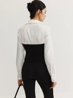 COMMENSE Two-Way Zip Color Block Polo Shirt* Blouses & Shirts|Tops