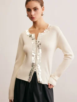 COMMENSE Two-Way Zip Sequins Cardigan* Cardigans|Sweaters & Cardigans