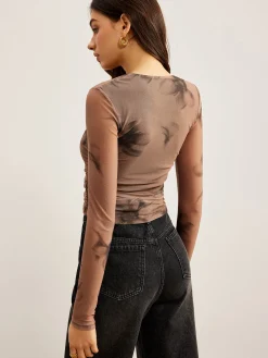 COMMENSE Tye Dye Floral Printed Mesh T-Shirt* T-shirts|Tops