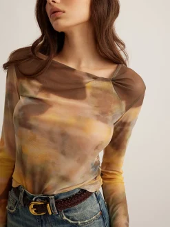 COMMENSE Tye Dye Printed Mesh Blouse* Blouses & Shirts|Tops