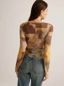 COMMENSE Tye Dye Printed Mesh Blouse* Blouses & Shirts|Tops
