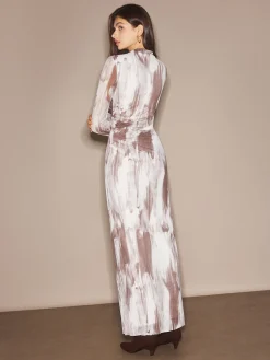 COMMENSE Tye Dye Printed Mesh Dress Without Belt* Casual Dresses|Work Dresses