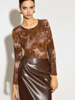 COMMENSE Tye Dye Printed Slim Mesh Top* Tops