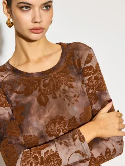 COMMENSE Tye Dye Printed Slim Mesh Top* Tops