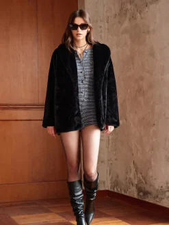 COMMENSE Ultra Warm Draped Faux Fur Coat* Outerwear|Coats