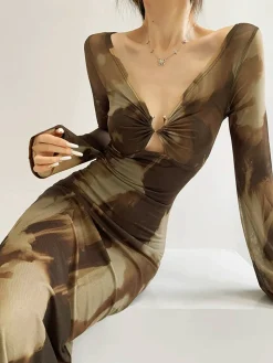 COMMENSE U-Ring Ombre Slim Dress* Casual Dresses|Cocktail & Party Dresses