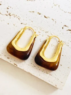 COMMENSE U-Shape Amber Hoop Earrings* Earrings|Accessories