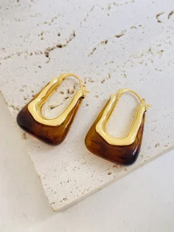 COMMENSE U-Shape Amber Hoop Earrings* Earrings|Accessories