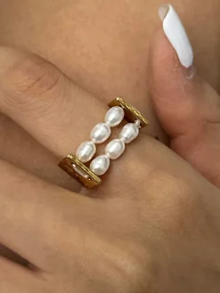 COMMENSE U-Shape Pearl Tunnel Ring* Rings & Bracelets|Accessories