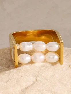 COMMENSE U-Shape Pearl Tunnel Ring* Rings & Bracelets|Accessories