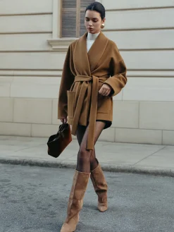 COMMENSE Utility Belted Tweed Coat* Outerwear|Coats