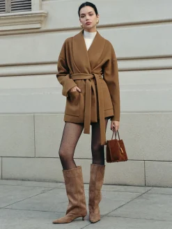 COMMENSE Utility Belted Tweed Coat* Outerwear|Coats