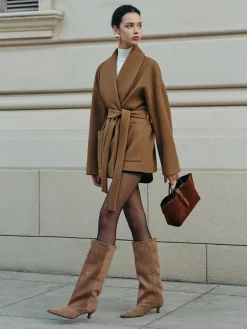 COMMENSE Utility Belted Tweed Coat* Outerwear|Coats