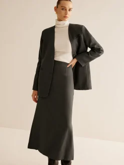COMMENSE Utility Breasted Split Suit Skirt Set* Skirt Sets|Long Sleeve Sets