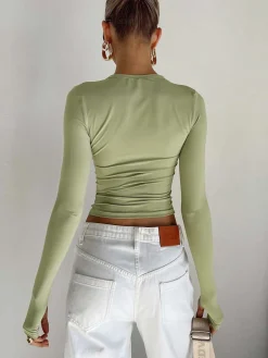 COMMENSE Utility Long Sleeve Crop Top* Sweater Tops|Crop Tops