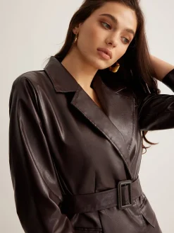 COMMENSE Utility PU Leather Belted Jacket* Outerwear|Jackets