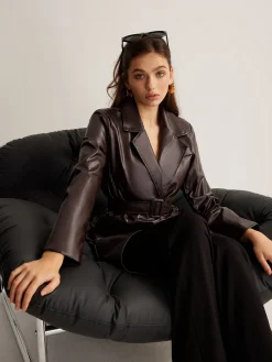 COMMENSE Utility PU Leather Belted Jacket* Outerwear|Jackets