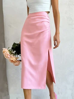 COMMENSE Utility Ruched Midi Skirt* Skirts|Bottoms